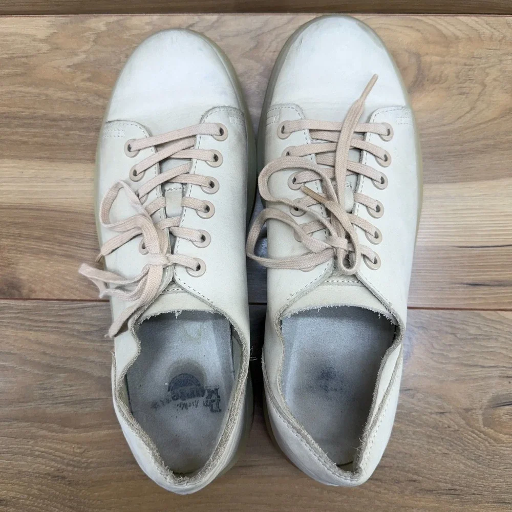 Dr Martens Dante Beige Nubuck Leather Mens 8 Casual Chunky Oxfords Womens 9‎
